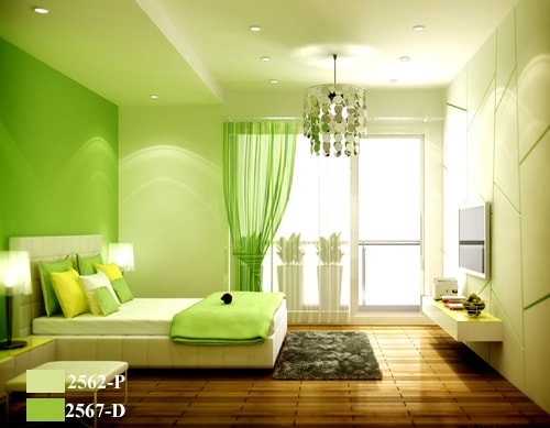 chọn màu sơn cho phòng ngủ màu xanh lá cây sonseecolor 1